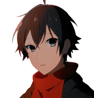 😶 aefa69ff anime, con trai, khăn quàng cổ, nhân vật whatsapp sticker