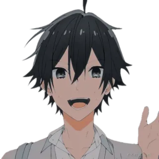 😅 ce5c55bc anime, con trai, nhân vật, mỉm cười, vẫy tay whatsapp sticker