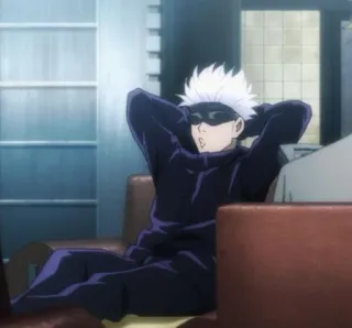 😗 9cccde55 Gojo Satoru Jujutsu Kaisen anime, gojo satoru, jujutsu kaisen, thư giãn, nhân vật, ngồi telegram sticker