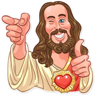 😉 92ce7e21 Jesus พระเยซู, ศาสนา, ขยิบตา, การ์ตูน telegram sticker