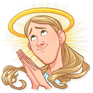 🙏 d78bf713 นางฟ้า, รัศมี, อธิษฐาน, ผมบลอนด์, ผู้หญิง, ศาสนา, จิตวิญญาณ, ภาพประกอบ telegram sticker