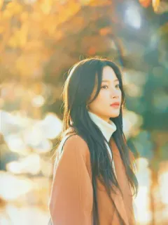 ❣ 03f465e1 woman, portrait, autumn, brunette, fall, girl, coat telegram sticker