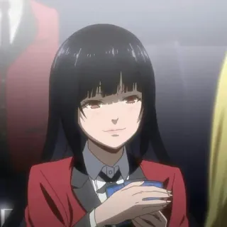 ☕️ 706a0af0 Yumeko Jabami Kakegurui 动漫, 狂赌之渊, 蛇喰梦子, 赌博, 红色外套, 黑发, 动漫女孩 telegram sticker