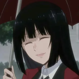 ☕️ fb552576 Yumeko Jabami Kakegurui 动漫, 女孩, 微笑, 雨伞, 黑发 telegram sticker