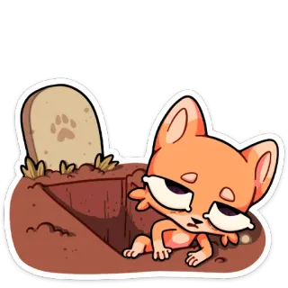 😒 160e3234 狗, 墓碑, 坟墓, 动物, 卡通, 宠物, 死亡 telegram sticker