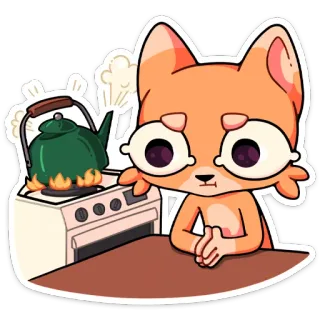 ☕ d9955b78 猫, 炉子, 厨房, 水壶, 烹饪 telegram sticker