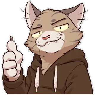 👍 52c46610 gato, pulgar arriba, dibujos animados, animal, positivo telegram sticker