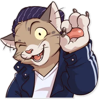 👌 717dcd51 gato, animal, dibujo animado, personaje, ilustración, guiño, gesto OK telegram sticker