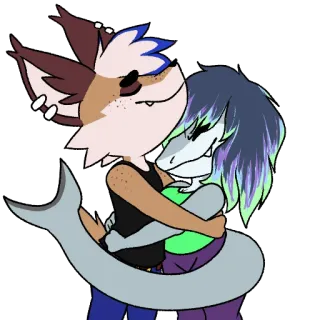 ❤️ 00a58c56 퍼리, 포옹, 애정, 상어, 만화, 의인화, 사랑 telegram sticker