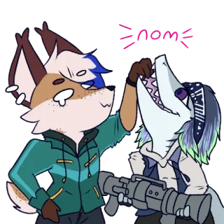 💔 49dba209 NOM 퍼리, 상어, 여우, 귀여운, 인수, 만화 telegram sticker