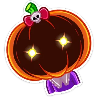 😈 69ac776d かぼちゃ, ハロウィン, ステッカー, 骸骨, リボン, 漫画, キャラクター telegram sticker