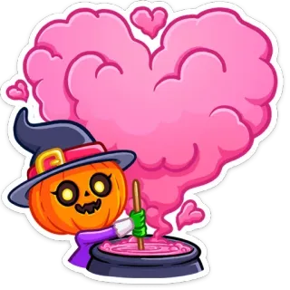 ❤️ 750dc0b5 魔女, カボチャ, ハロウィン, 魔法, ポーション, かわいい, 可愛い telegram sticker