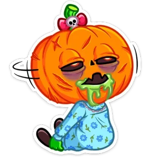 🤤 c4ff6b66 かぼちゃ, ハロウィン, 漫画, ステッカー, 不気味, 秋, 眠い telegram sticker