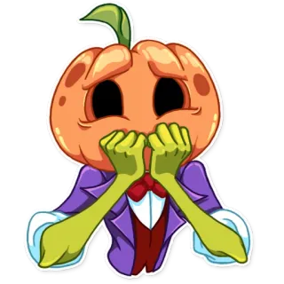 😨 fc4b9433 かぼちゃ, マンガ, ハロウィン, かわいい, 悲しい, オレンジ telegram sticker