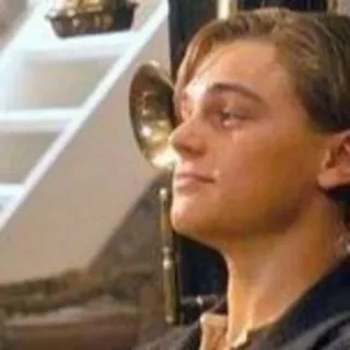 😏 550ca5e0 Leonardo DiCaprio Titanic 레오나르도 디카프리오, 타이타닉, 영화, 배우, 슬픈, 울음 telegram sticker