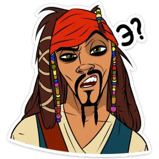 🤨 64bde5a5 Jack Sparrow Pirates of the Caribbean Э? 잭 스패로우, 캐리비안의 해적, 해적, 혼란, 질문, 러시아 whatsapp sticker