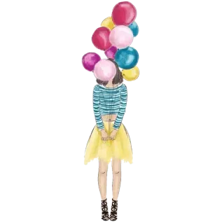 🎈 506134da 소녀, 풍선, 치마, 여자, 패션, 드레스 telegram sticker
