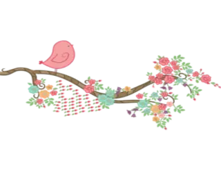 🐦 6941952f 새, 가지, 꽃, 자연, 분홍색, 파스텔, 귀여운 telegram sticker