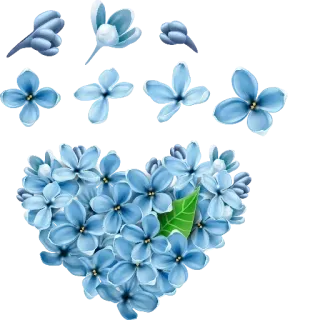 💙 c3bd6f75 꽃, 하트, 파란색, 라일락, 꽃무늬, 자연, 디자인 telegram sticker