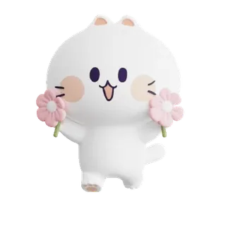 🌷 116ce53a cute, cartoon, bunny, flowers, kawaii, animal telegram sticker