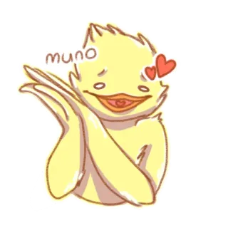 😍 6ea298f7 muno eend, cartoon, dier, hart, schattig, geel telegram sticker