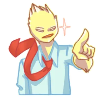 👆 9b1e716a cartoon, personage, wijzend, geel, zaken, stropdas telegram sticker