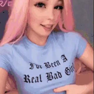 👩‍🎤 ba22d676 I've Been A Real Bad Girl slecht meisje, roze haar, vrouw, t-shirt, Belle Delphine, meme telegram sticker