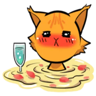 🛁 1aa44c12 cat, cartoon, animal, cute, beverage, glass telegram sticker