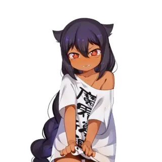 😢 4d6c666c 魔界屋 Anime, Demon, Donkere huid, Kattenoren, Vrouwelijk whatsapp sticker