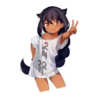 ✌️ 845185ca 2月22日 anime meisje, kattenoortjes, vredesteken, 22 februari whatsapp sticker