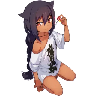 💎 49f6f0c4 
 anime girl, dark skin, cat ears, cherry telegram sticker