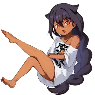 😯 e9fbe297 魔王様 anime, dark skin, cat ears, cartoon, manga telegram sticker