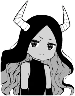 😏 7186ca5d anime, demon, girl, horns, cute, manga, art telegram sticker