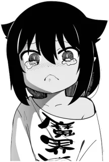😢 ebbbb63a 人見知り anime, manga, cat ears, sad, crying, shy, anthropomorphic, japan telegram sticker