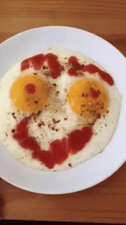 🍳 3abb1bad uovo, uovo fritto, cibo, colazione, ketchup, sorriso, faccina telegram sticker