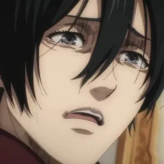 😢 212401fc Mikasa Ackerman Attack on Titan anime, khóc, buồn, Mikasa, Ackerman, Attack on Titan telegram sticker