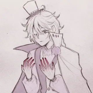 😐 b56fb9f9 动漫, 素描, 角色, 高礼帽, 披风, 手套 telegram sticker