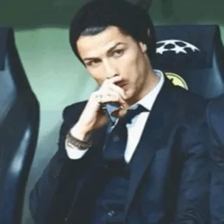 🖤 045801e4 Cristiano Ronaldo football, soccer, athlete, suit, bench, player telegram sticker