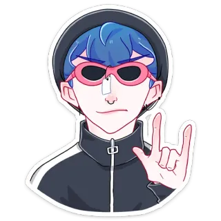 🤟 9c9a658f 漫画, アニメ, キャラクター, イラスト, ステッカー, 青髪 telegram sticker