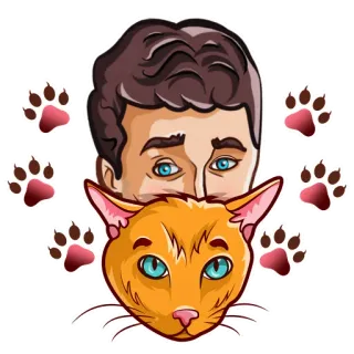 🐱 7a4a1ccf mèo, người đàn ông, dấu chân, phim hoạt hình, thú cưng, động vật telegram sticker