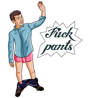 👖 9604f9c5 Fuck pants vui nhộn, hoạt hình, đàn ông, quần dài, từ chửi thề telegram sticker