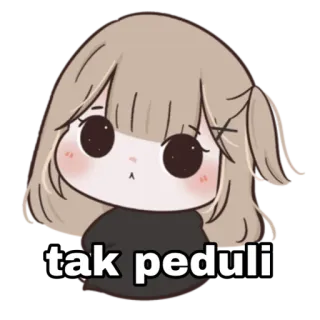 😁 4689389f tak peduli 动漫女孩, 卡通, 冷漠, 表情, 贴纸, 可爱 whatsapp sticker