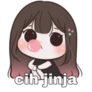 😁 822f1542 cih jinja 可爱, 卡通, 女孩, 泡泡糖, 贴纸 whatsapp sticker