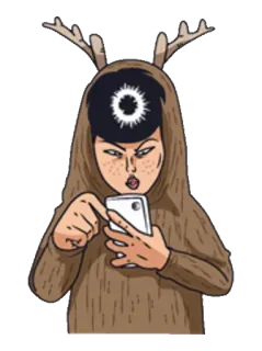 🧐 c9862f6f 鹿, コスチューム, 動物, 電話, 人, 角 telegram sticker