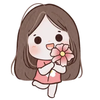 🐰 0e428432 Kreskówka, Dziewczyna, Kwiat, Słodkie, Szczęśliwy, Różowa sukienka telegram sticker