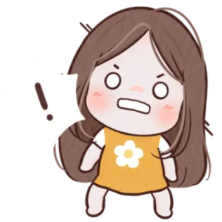 🐰 2b21910a ! zły, wykrzyknik, kreskówka, dziewczyna, zszokowana telegram sticker