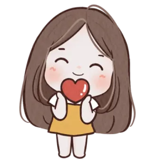 🐰 456d9e2c Kreskówka, Dziewczyna, Serce, Miłość, Słodkie, Naklejka telegram sticker