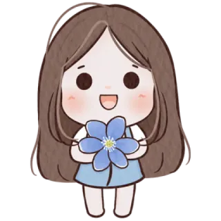 🐰 5ea558d7 dziewczyna, kreskówka, kwiat, słodki, naklejka telegram sticker