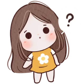 🐰 61821c0d ? Znak zapytania, Kreskówka, Słodkie, Dziewczyna, Zdezorientowana, Pytanie telegram sticker