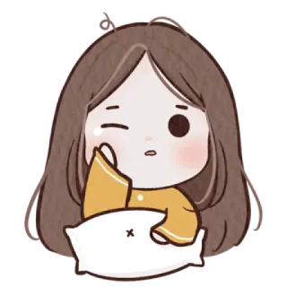 🐰 67adf5c6 dziewczyna, mrugająca, śpiąca, kreskówka, słodka, poduszka telegram sticker